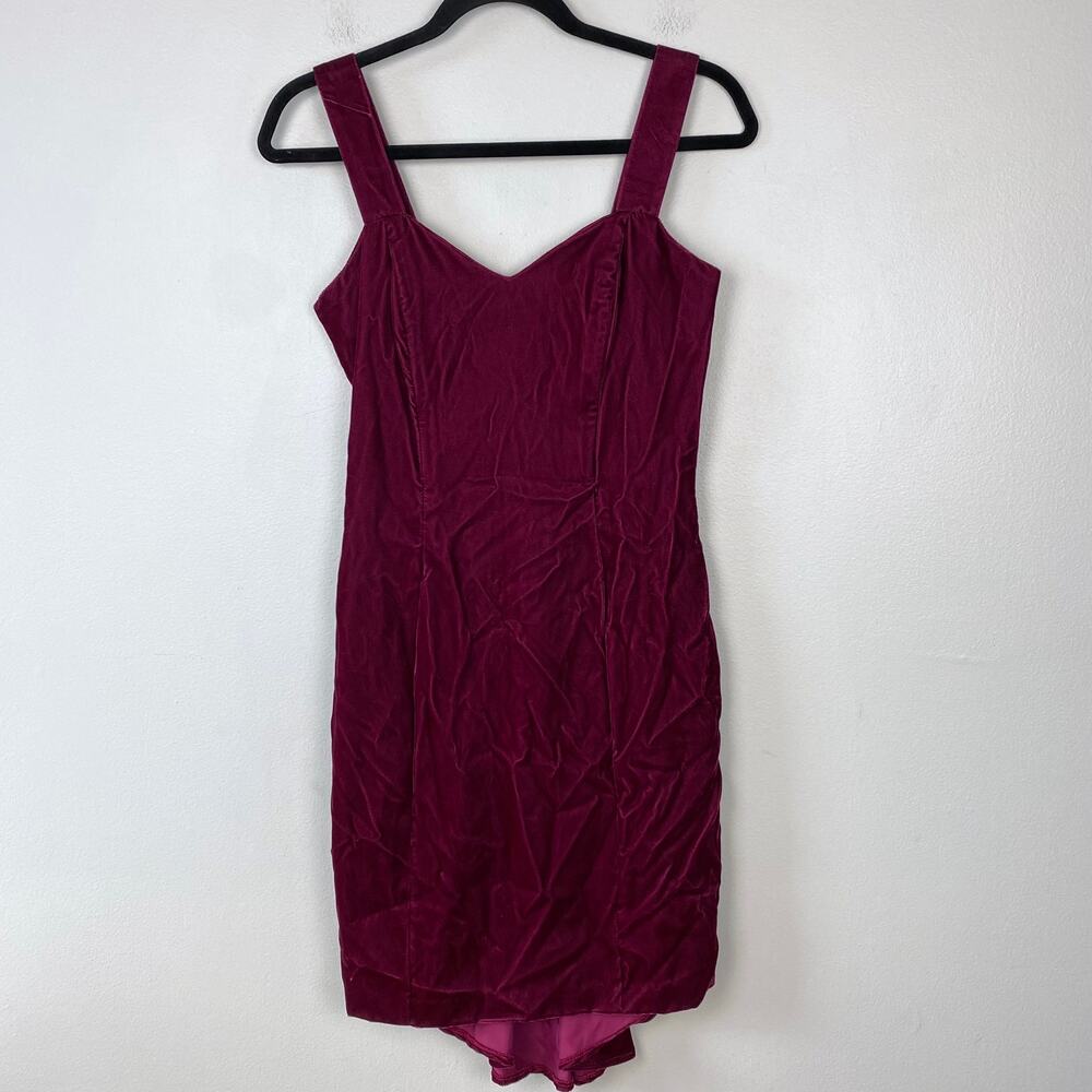 Vintage 90s Velvet Dress Steppin' Out Mini Burgundy Wine Whimsygoth Party Size 5 - Picture 1 of 7